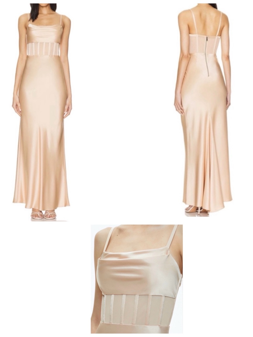 Alice + Olivia Valentina Draped Corset Maxi Dress Almond Size 6